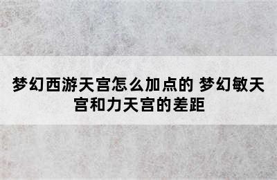 梦幻西游天宫怎么加点的 梦幻敏天宫和力天宫的差距